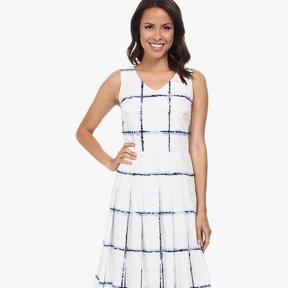 Pendleton Dresses & Skirts - Pendleton Women’s Midi Dress Blue and White Sleeveles Pleated Sz 12